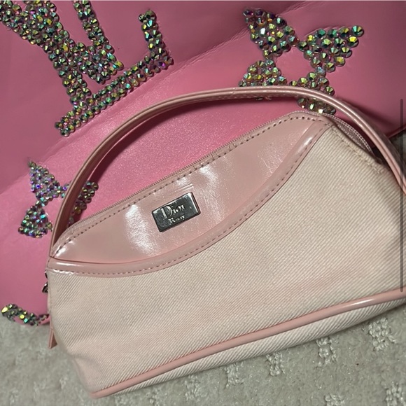 Dior bag pouch wristlet makeup cosmetic case beauty pink vintage y2k deadstock - Picture 3 of 8